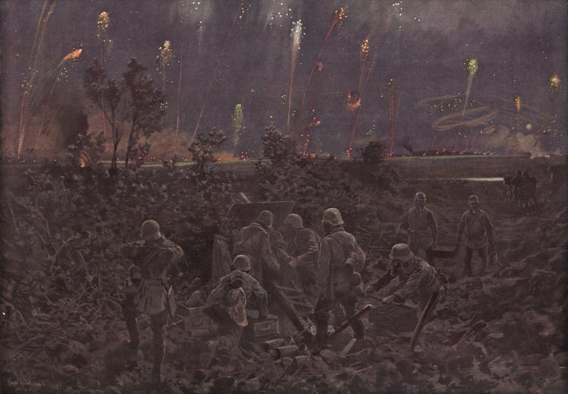 Attaque nocturne (lithographie en couleur) - Hans W. (after) Schmidt