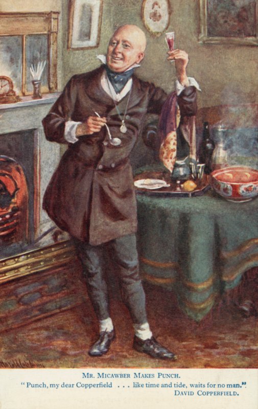 M. Micawber prépare du punch, scène du roman David Copperfield de Charles Dickens - Harold Copping