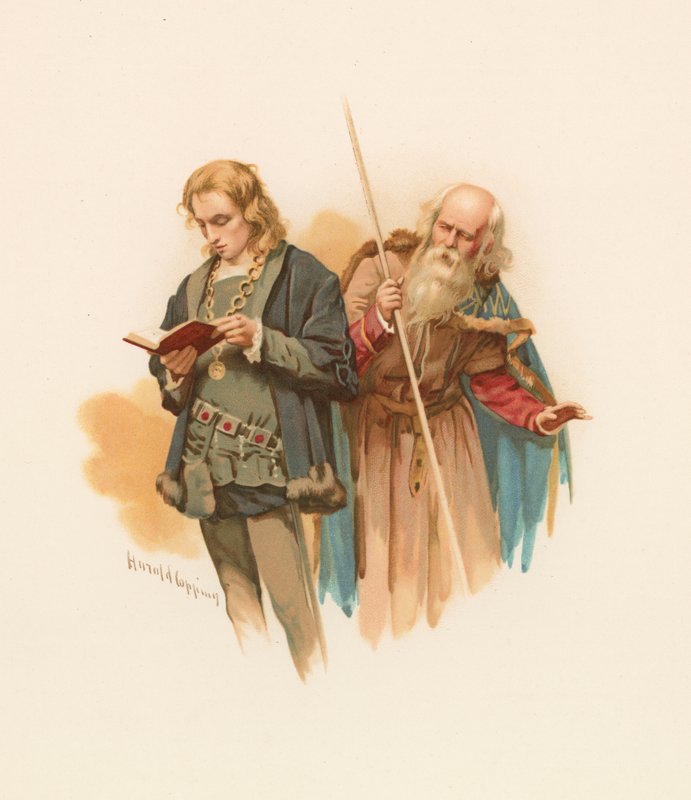 Hamlet lisant, avec Polonius derrière - Harold Copping