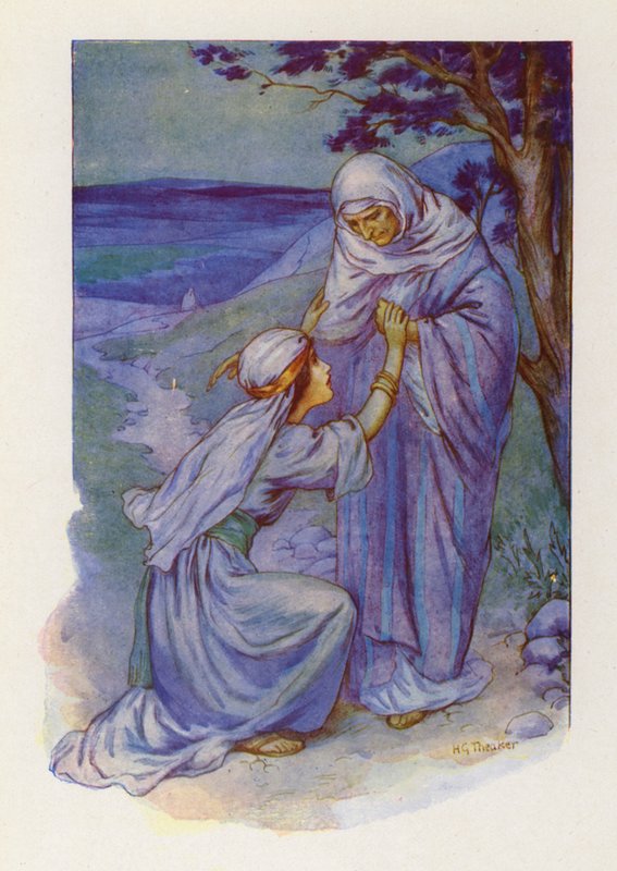 Ruth et Naomi (lithographie couleur) - Harry George Theaker