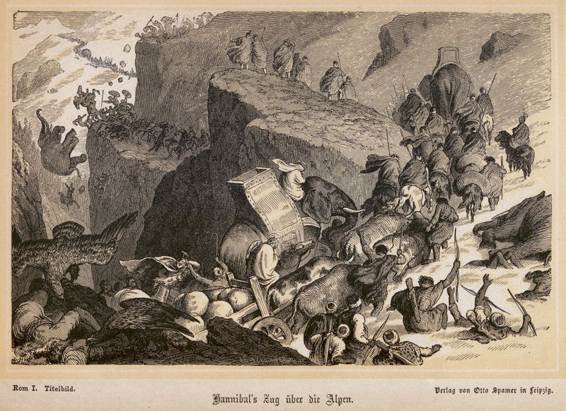 Hannibal traversant les Alpes - Heinrich Leutemann