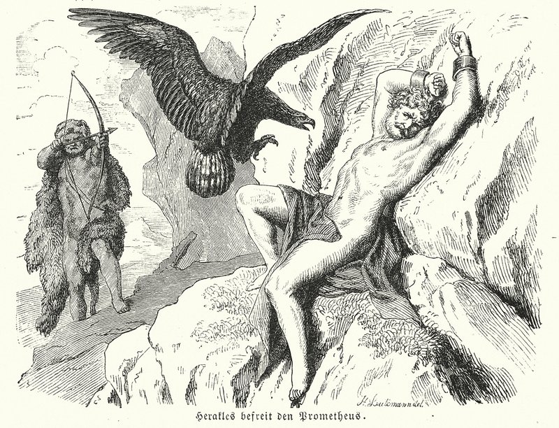 Héraclès libérant Prométhée - Heinrich Leutemann