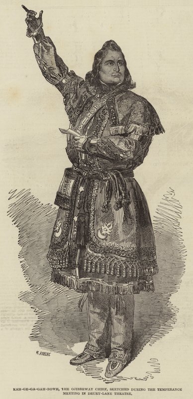 Kah-ge-ga-gah-bowh, le Chef Ojibbeway, esquissé lors de la Réunion de Tempérance au Théâtre de Drury-Lane - Henry Anelay