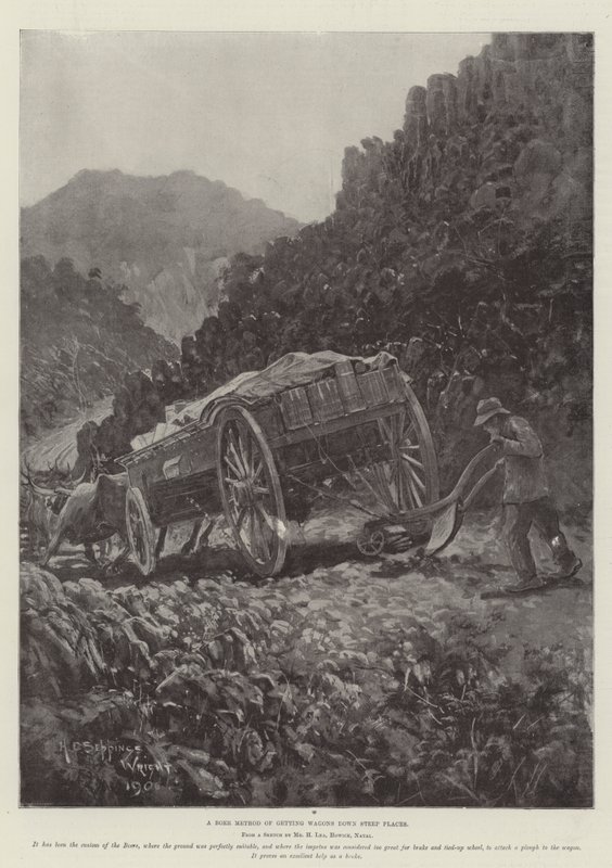 Une méthode boer pour descendre les wagons des endroits escarpés - Henry Charles Seppings Wright