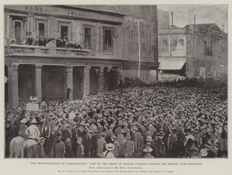 Les manifestations à Johannesburg, une partie de la foule de sujets britanniques devant le vice-consulat britannique - Henry Charles Seppings Wright