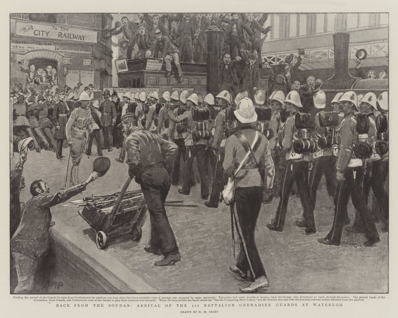 Retour du Soudan, arrivée du 1er bataillon des Grenadier Guards à Waterloo - Henry Marriott Paget