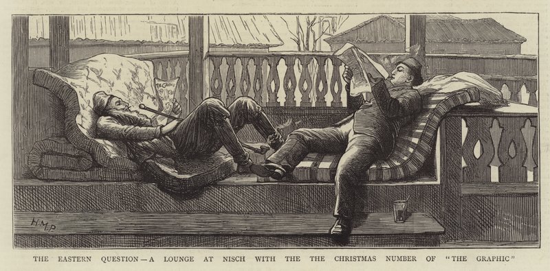 La question orientale, un salon à Nisch avec le numéro de Noël de The Graphic - Henry Marriott Paget
