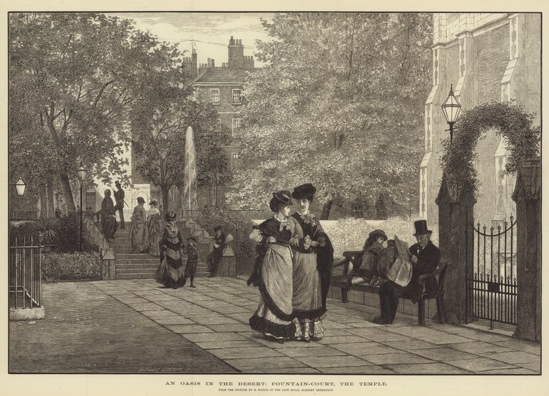 Une oasis dans le désert, Fountain-Court, le Temple - Henry Wallis