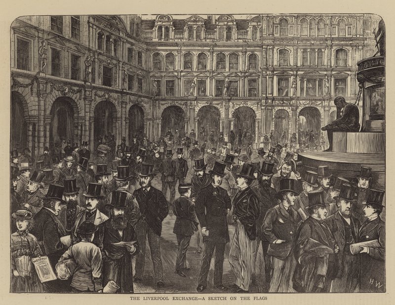 La Bourse de Liverpool, une esquisse sur les drapeaux - Henry Woods
