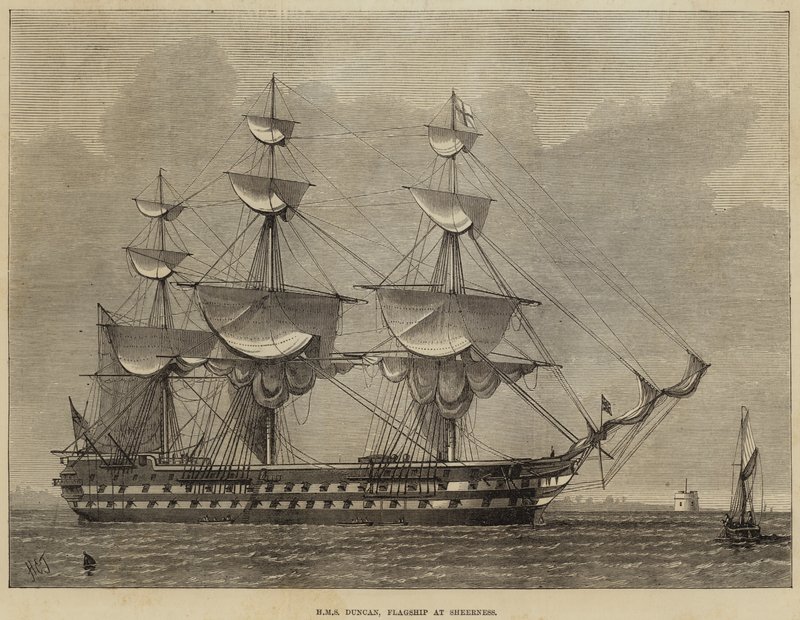 HMS Duncan, navire amiral à Sheerness - Henry Spernon Tozer