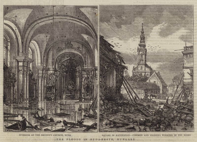 Les Inondations à Buda-Pesth, Hongrie - Henry William Brewer