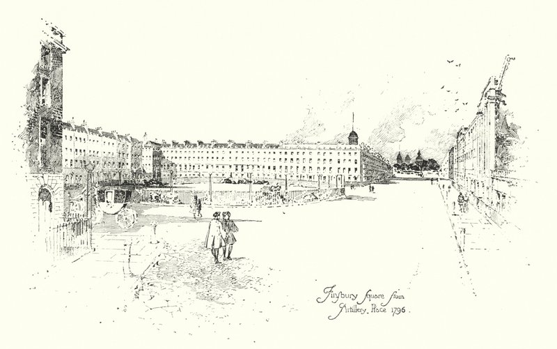 Finsbury Square, depuis Artillery Place, Londres - Herbert (after) Railton
