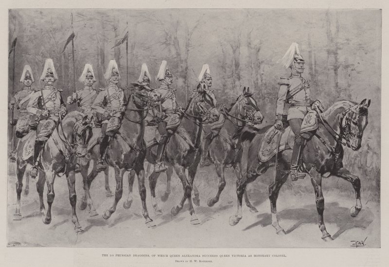 Les 1ers dragons prussiens, dont la reine Alexandra succède à la reine Victoria en tant que colonel honoraire - Hermanus Willem Koekkoek