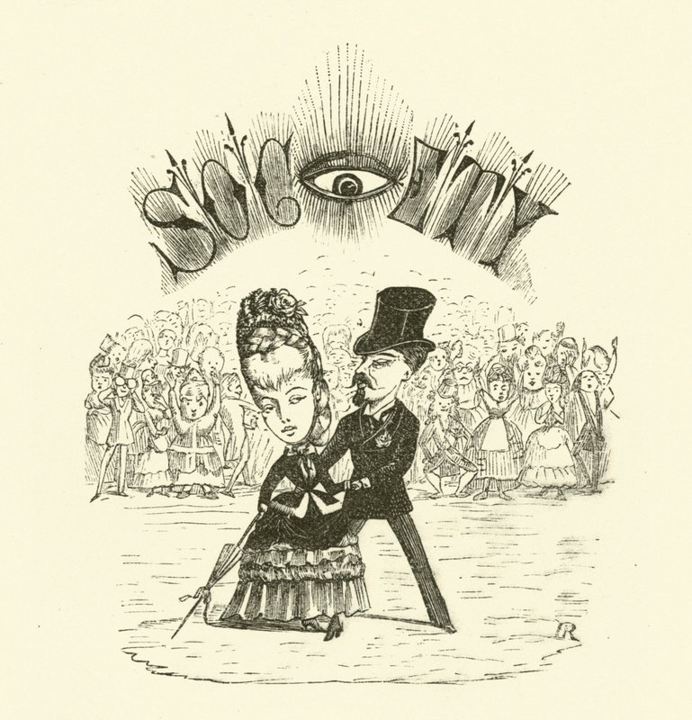 Société, avec un grand ŒIL (gravure) - Hugh Rowley
