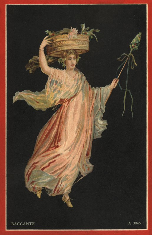 Baccante (colour litho) - Italian School