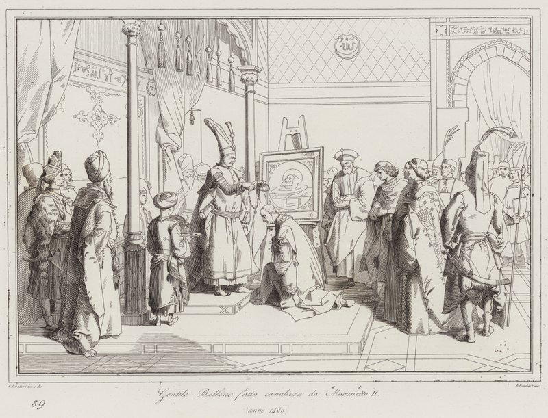 Gentile Bellino Fait Chevalier par Mahomet II - Italian School