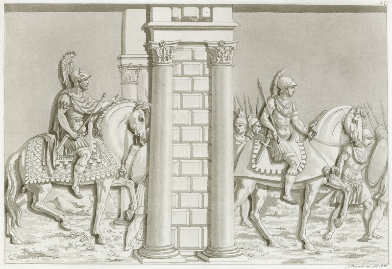 Soldats grecs à cheval (gravure) - Italian School