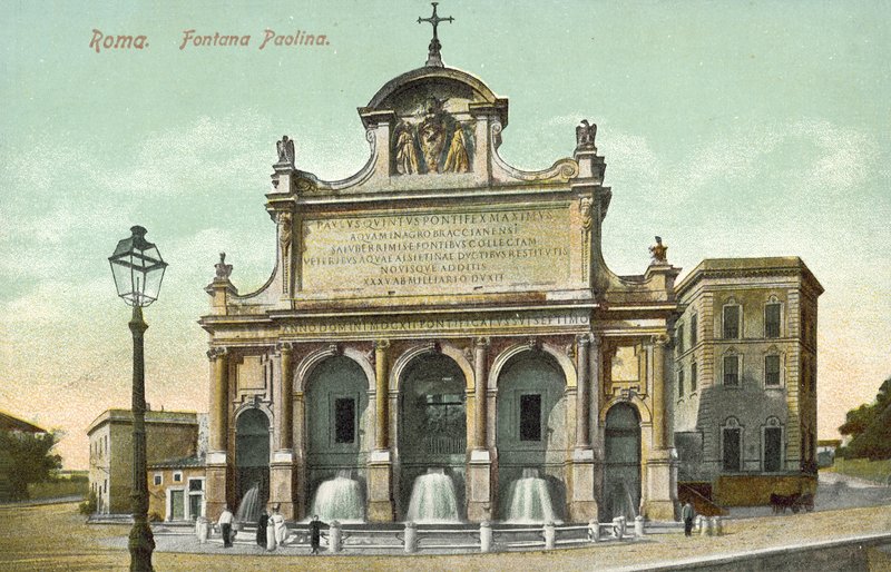 Rome, Italie, Fontana Paolina (lithographie couleur) - Italian School