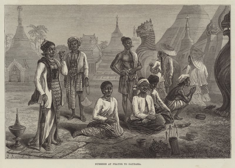 Birmans en prière à Gaudama - J. Jackson