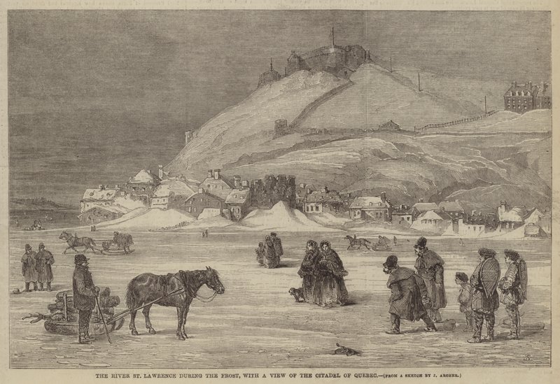 Le fleuve Saint-Laurent pendant le gel, avec une vue de la citadelle de Québec - James Archer