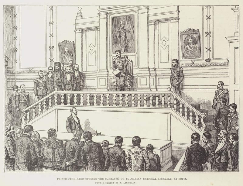 Le prince Ferdinand ouvrant le Sobranje, ou Assemblée nationale bulgare, à Sofia - Johann Nepomuk Schonberg