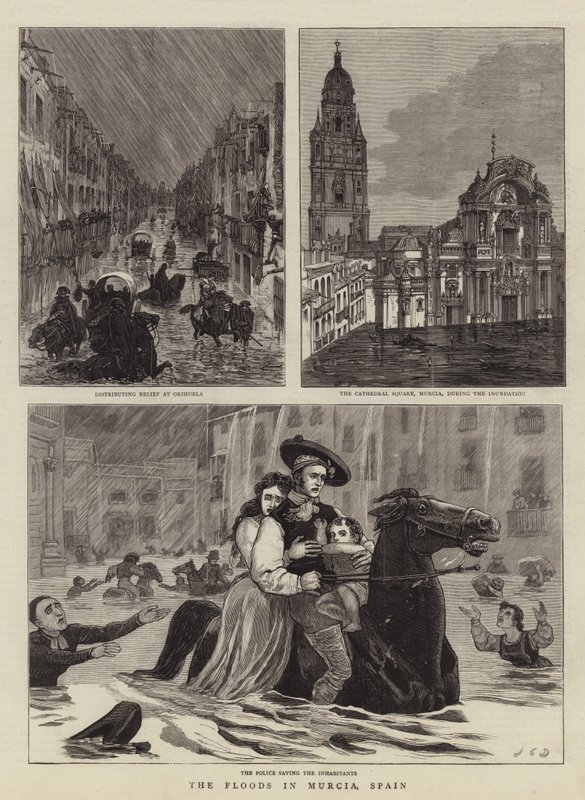 Les Inondations à Murcie, Espagne - John Charles Dollman