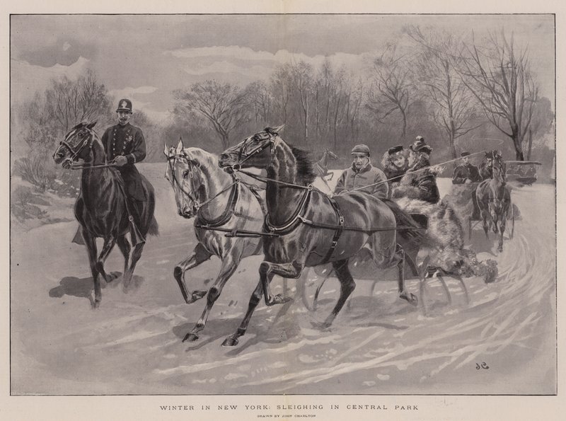 Hiver à New York, traîneau dans Central Park - John Charlton