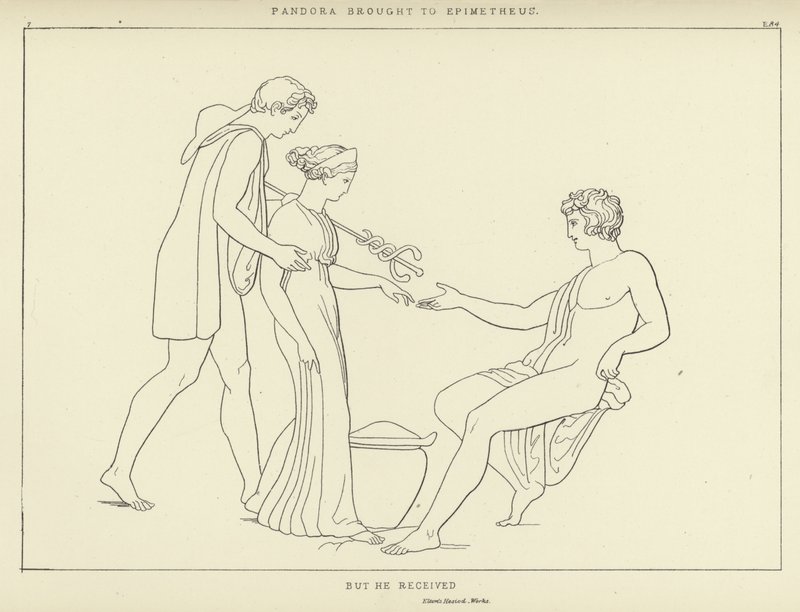Pandora apportée à Epiméthée - John Flaxman