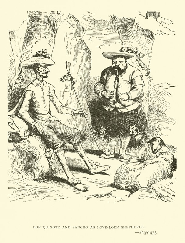 Don Quichotte et Sancho en bergers amoureux - John Gilbert