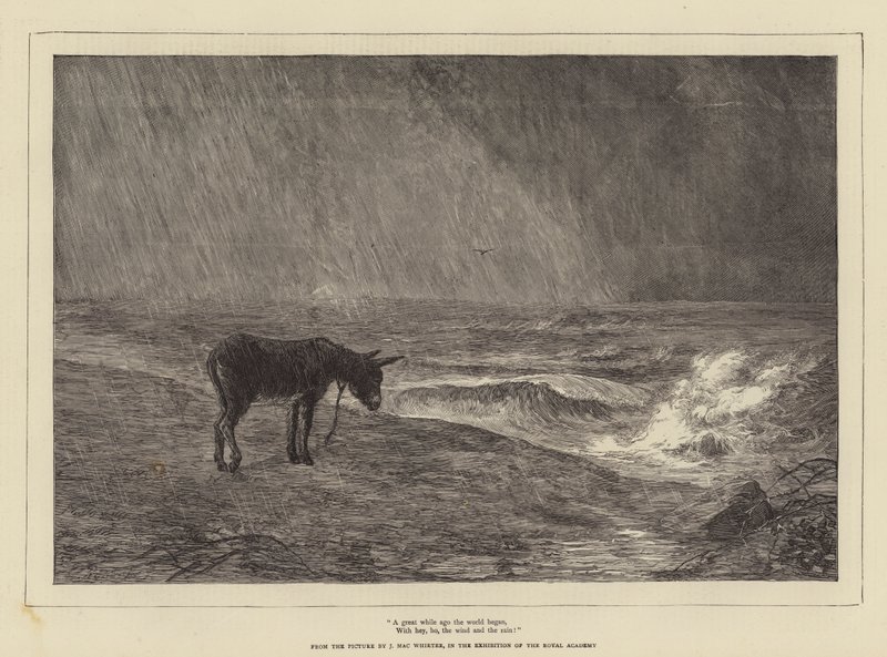 Il y a bien longtemps que le monde a commencé, Avec hey, ho, le vent et la pluie! - John MacWhirter