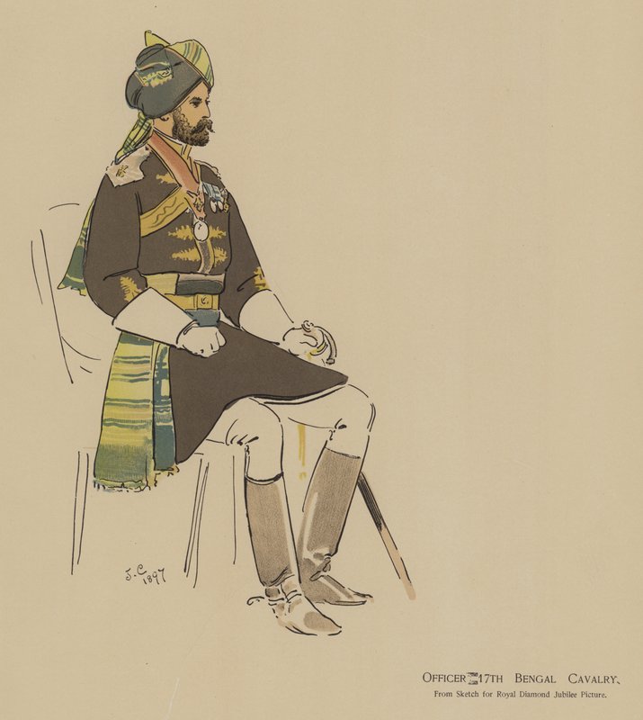 Officier du 17e Bengal Cavalry (lithographie en couleur) - John (after) Charlton
