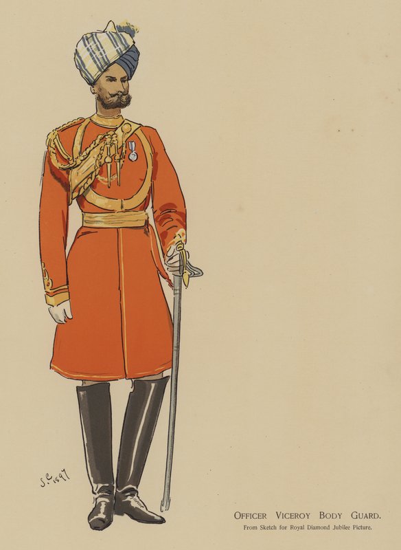 Officier de la Garde du Vice-roi (lithographie en couleur) - John (after) Charlton