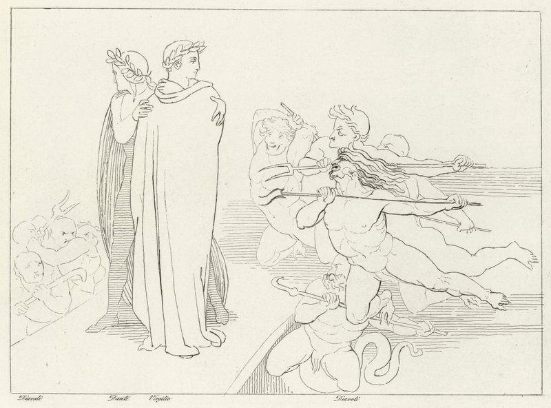 Le Pont, Enfer, Chant 21 (gravure) - John (after) Flaxman