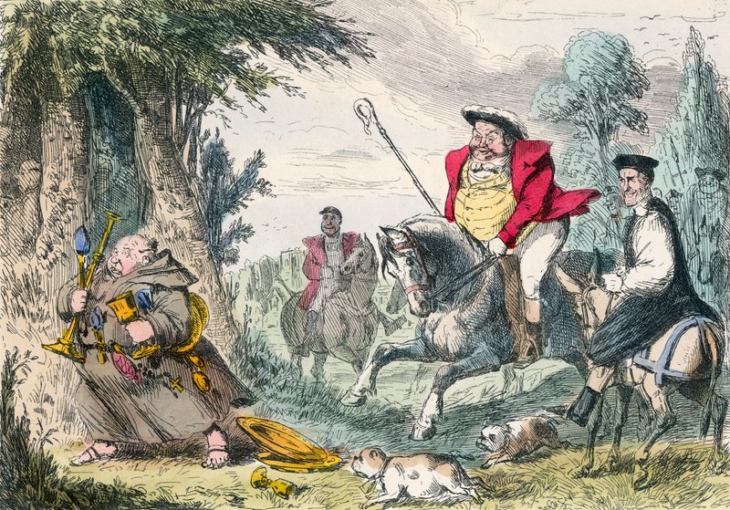 Le roi Henri VIII chassant des moines - John Leech