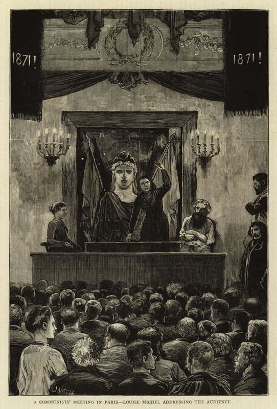 Réunion de communistes à Paris, Louise Michel s