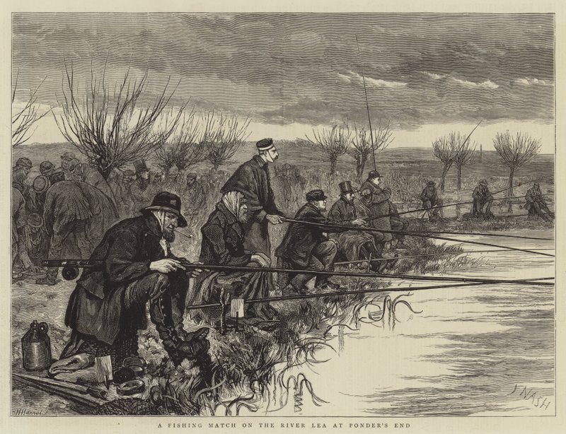 Un concours de pêche sur la rivière Lea à Ponder