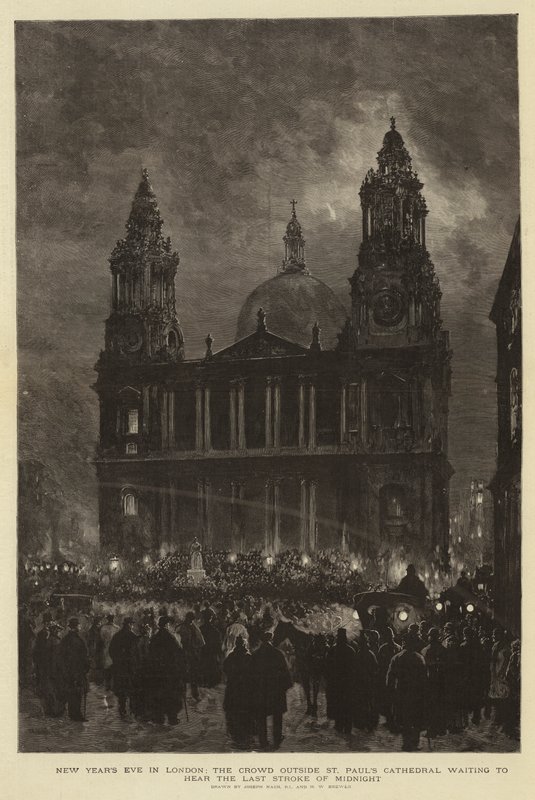 Réveillon du Nouvel An à Londres, la foule devant la cathédrale Saint-Paul attendant d