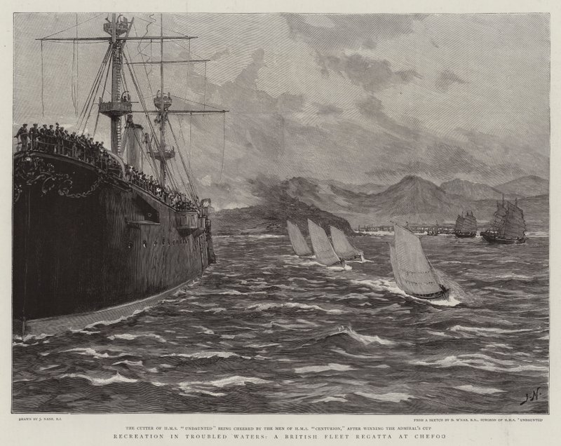Récréation dans des eaux troubles, une régate de la flotte britannique à Chefoo - Joseph Nash