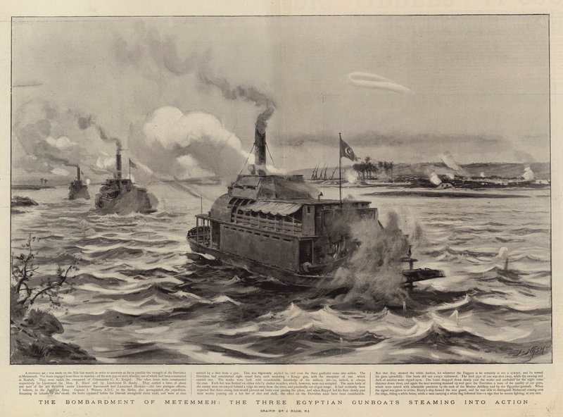 Le Bombardement de Metemmeh, les Trois Canonnières Égyptiennes en Action - Joseph Nash