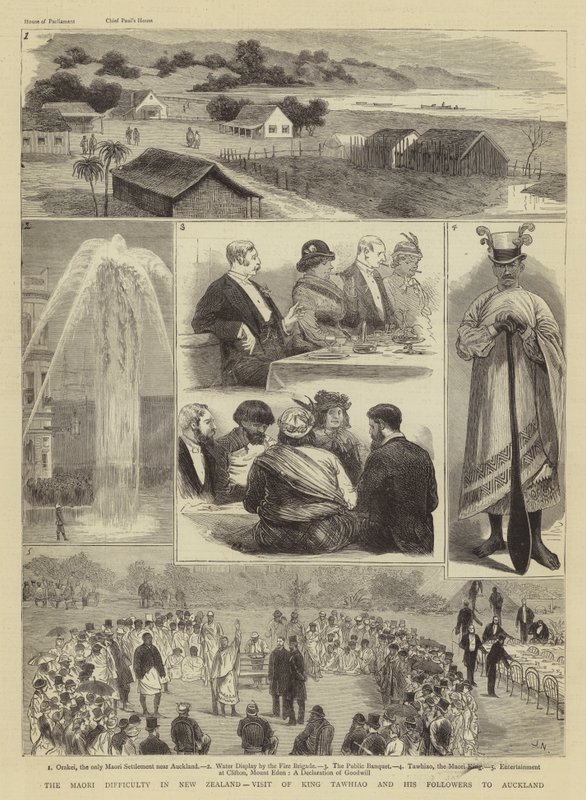 La difficulté maorie en Nouvelle-Zélande, visite du roi Tawhiao et de ses partisans à Auckland - Joseph Nash