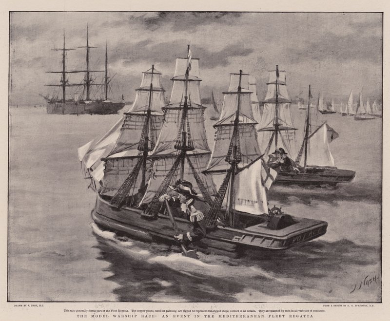 Course de modèles de navires de guerre, un événement de la régate de la flotte méditerranéenne - Joseph Nash