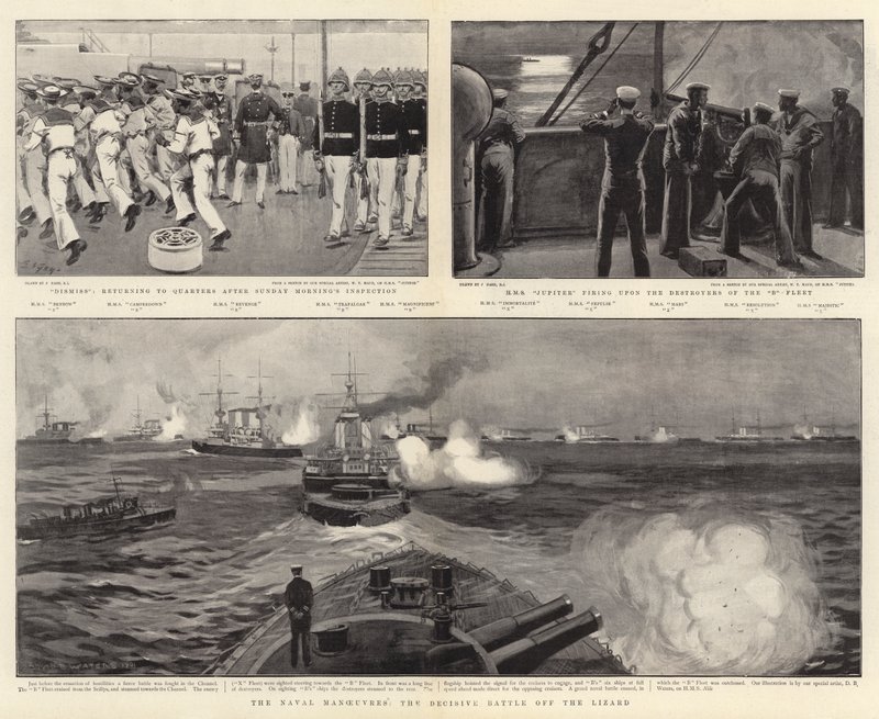 Les manœuvres navales, la bataille décisive au large du Lézard - Joseph Nash