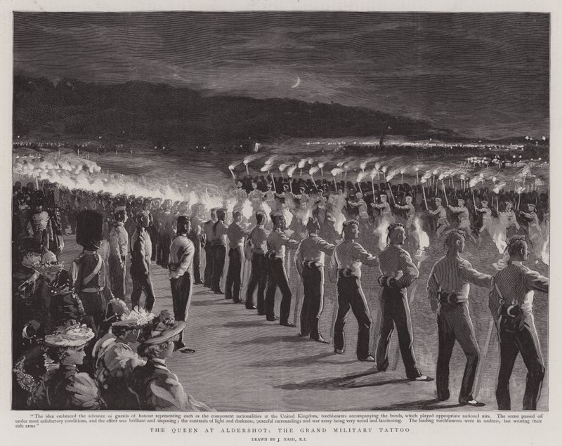 La Reine à Aldershot, le Grand Tattoo Militaire - Joseph Nash