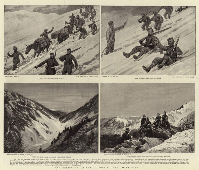 Le secours de Chitral, traversant le col de Loari - Joseph Nash
