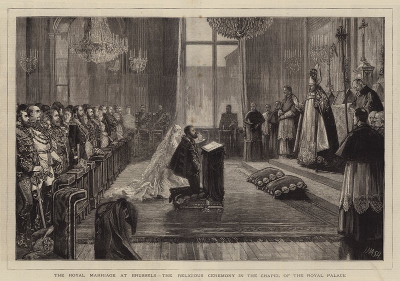 Le mariage royal à Bruxelles, la cérémonie religieuse dans la chapelle du Palais Royal - Joseph Nash