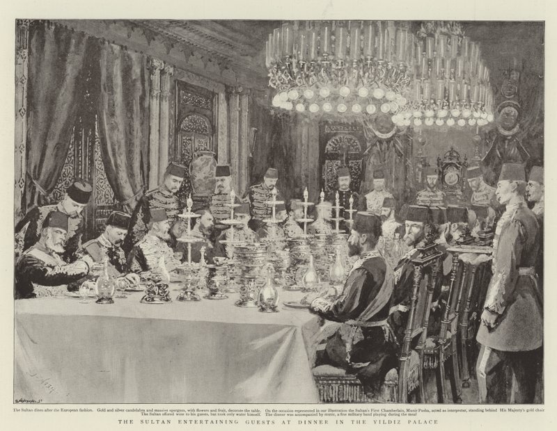 Le sultan recevant des invités à dîner au palais de Yildiz - Joseph Nash