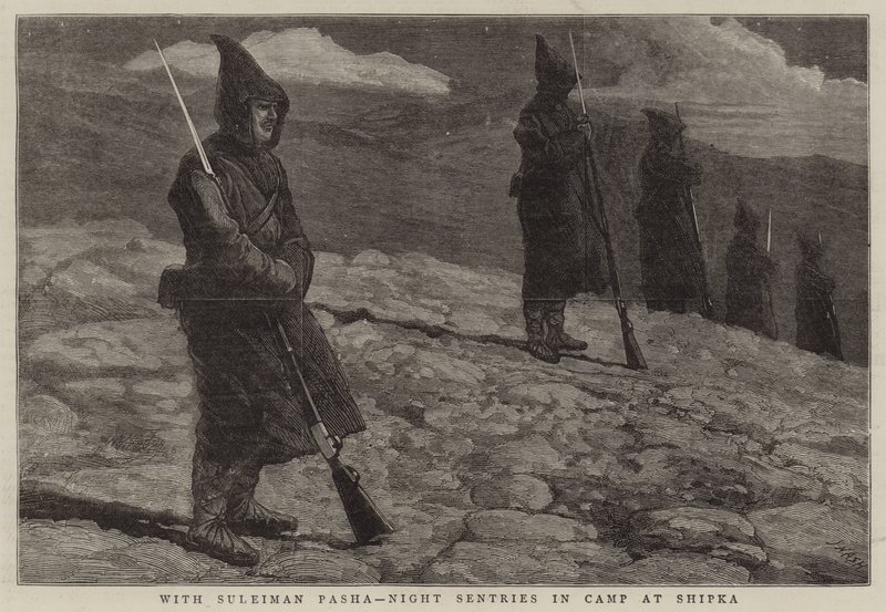 Avec Suleiman Pacha, Sentinelles de nuit dans le camp à Shipka - Joseph Nash