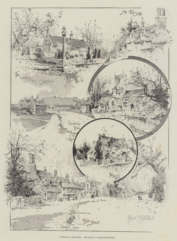 Croquis en promenade, Broadway, Worcestershire - Joseph Holland Tringham