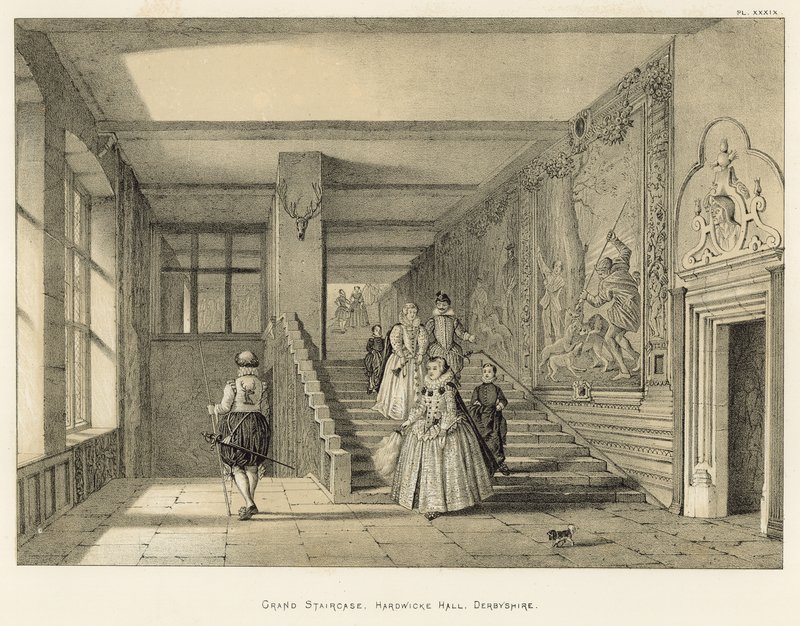 Grand escalier, Hardwicke Hall, Derbyshire - Joseph Nash