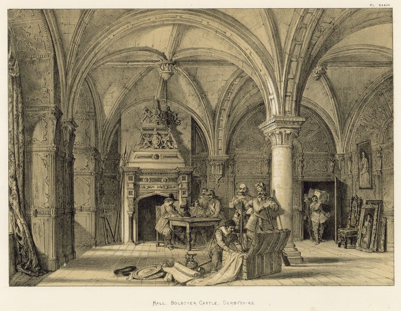 Hall, Château de Bolsover, Derbyshire - Joseph Nash